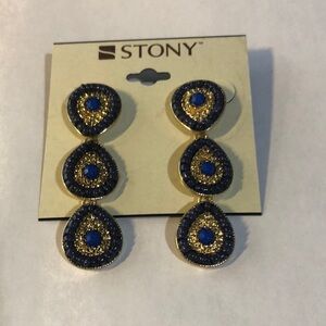 Stony Jewelry/ Stony New Blue and Gold Dangle Earrings